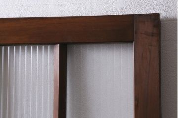 アンティーク建具　昭和中期　銀モールガラス・モールガラス入り　ストライプ模様がレトロなガラス引き戸1枚(ガラス戸)(R-040588)