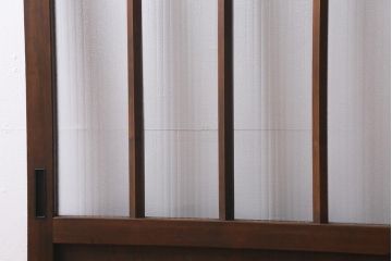 アンティーク建具　昭和中期　銀モールガラス・モールガラス入り　ストライプ模様がレトロなガラス引き戸1枚(ガラス戸)(R-040588)