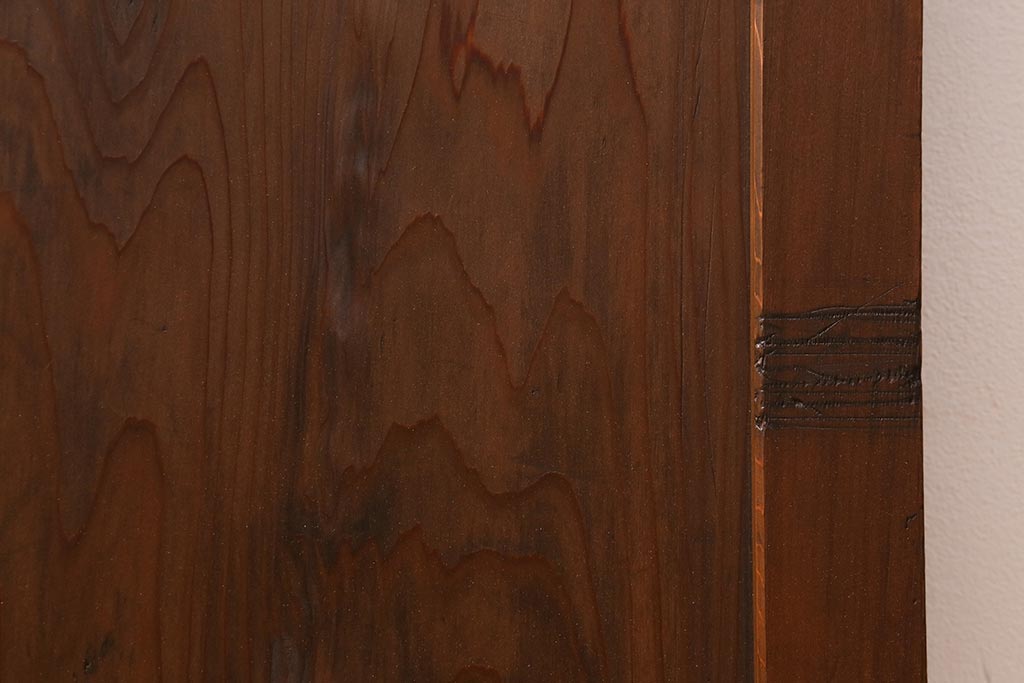 アンティーク建具　昭和中期　銀モールガラス・モールガラス入り　ストライプ模様がレトロなガラス引き戸1枚(ガラス戸)(R-040588)