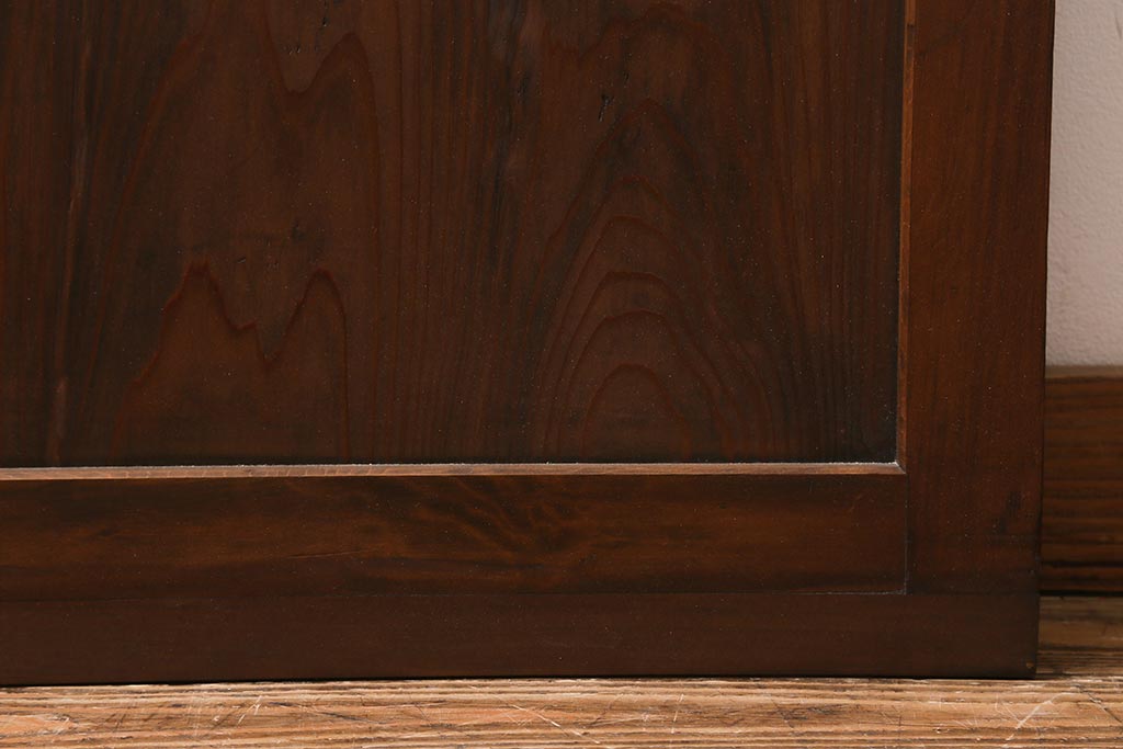 アンティーク建具　昭和中期　銀モールガラス・モールガラス入り　ストライプ模様がレトロなガラス引き戸1枚(ガラス戸)(R-040588)