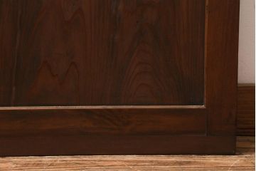 アンティーク建具　昭和中期　銀モールガラス・モールガラス入り　ストライプ模様がレトロなガラス引き戸1枚(ガラス戸)(R-040588)