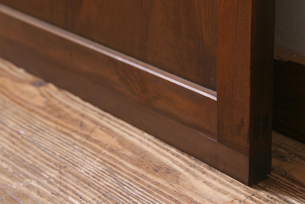 アンティーク建具　昭和中期　銀モールガラス・モールガラス入り　ストライプ模様がレトロなガラス引き戸1枚(ガラス戸)(R-040588)