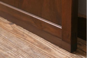 アンティーク建具　昭和中期　銀モールガラス・モールガラス入り　ストライプ模様がレトロなガラス引き戸1枚(ガラス戸)(R-040588)