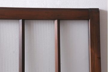 アンティーク建具　昭和中期　銀モールガラス・モールガラス入り　ストライプ模様がレトロなガラス引き戸1枚(ガラス戸)(R-040588)