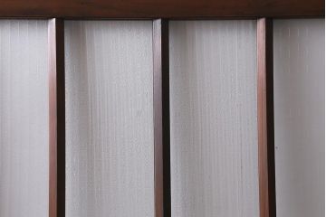 アンティーク建具　昭和中期　銀モールガラス・モールガラス入り　ストライプ模様がレトロなガラス引き戸1枚(ガラス戸)(R-040588)