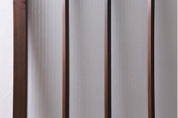 アンティーク建具　昭和中期　銀モールガラス・モールガラス入り　ストライプ模様がレトロなガラス引き戸1枚(ガラス戸)(R-040588)