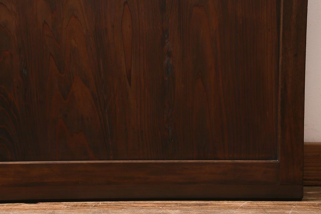 アンティーク建具　昭和中期　銀モールガラス・モールガラス入り　ストライプ模様がレトロなガラス引き戸1枚(ガラス戸)(R-040588)