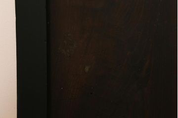 アンティーク建具　明治大正期　ペイント　すりガラス入り　黒い木枠がモダンな格子帯戸4枚セット(引き戸、板戸)(R-040589)