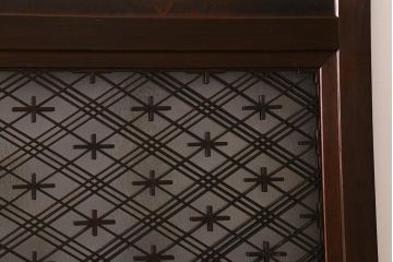 アンティーク建具　組子入り　和モダンスタイルにおすすめな上手物の引き戸2枚セット(ガラス帯戸、建具)(R-040590)