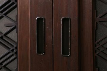 アンティーク建具　組子入り　和モダンスタイルにおすすめな上手物の引き戸2枚セット(ガラス帯戸、建具)(R-040590)