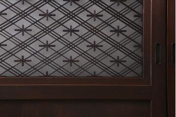 アンティーク建具　組子入り　和モダンスタイルにおすすめな上手物の引き戸2枚セット(ガラス帯戸、建具)(R-040591)