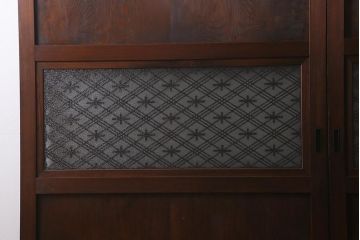 アンティーク建具　組子入り　和モダンスタイルにおすすめな上手物の引き戸2枚セット(ガラス帯戸、建具)(R-040591)