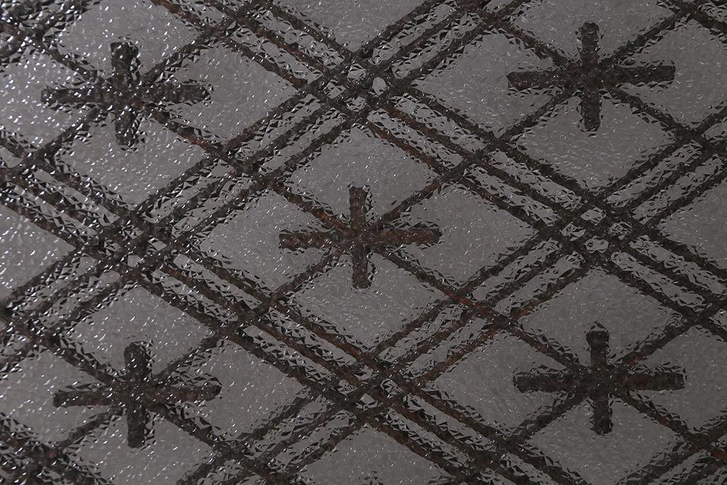 アンティーク建具　組子入り　和モダンスタイルにおすすめな上手物の引き戸2枚セット(ガラス帯戸、建具)(R-040591)