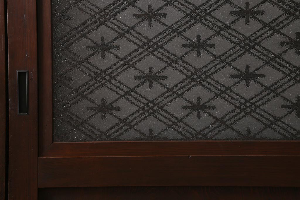 アンティーク建具　組子入り　和モダンスタイルにおすすめな上手物の引き戸2枚セット(ガラス帯戸、建具)(R-040591)