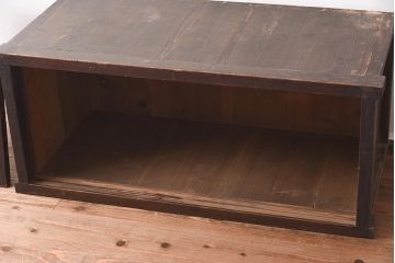 アンティーク家具　明治大正期　古い木の質感が味わい深い木製戸棚(収納棚、キャビネット)(R-040595)