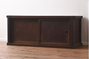 アンティーク家具　明治大正期　古い木の質感が味わい深い木製戸棚(収納棚、キャビネット)(R-040595)