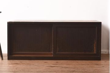 アンティーク家具　和製アンティーク　明治大正期　古い木の質感が味のある戸棚(収納棚、ローボード、キャビネット)(R-040597)