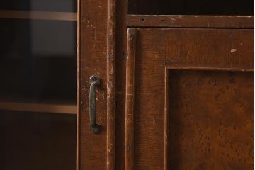 レトロ家具　昭和レトロ　赤味がかった木色が温かみのあるブックケース(本箱、収納棚、キャビネット)(R-040598)