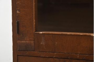 レトロ家具　昭和レトロ　赤味がかった木色が温かみのあるブックケース(本箱、収納棚、キャビネット)(R-040598)