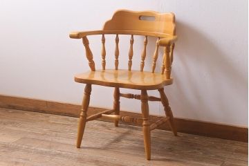 ビンテージ家具　飛騨産業　穂高シリーズ　キツツキマーク　アームチェア(キャプテンチェア)(R-040611)