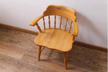 ビンテージ家具　飛騨産業　穂高シリーズ　キツツキマーク　アームチェア(キャプテンチェア)(R-040611)