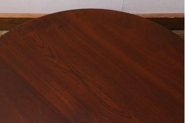 アンティーク家具　昭和初期　栓材　昭和レトロな雰囲気が魅力の丸ちゃぶ台(折りたたみテーブル、座卓、ローテーブル)(R-040615)