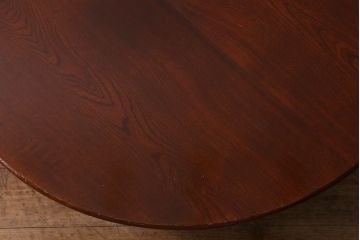 アンティーク家具　昭和初期　栓材　昭和レトロな雰囲気が魅力の丸ちゃぶ台(折りたたみテーブル、座卓、ローテーブル)(R-040615)