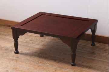 アンティーク家具　大正昭和初期　総ケヤキ材・天板玉杢一枚板　和洋折衷どちらの空間にも馴染む座卓(ローテーブル)(R-040616)