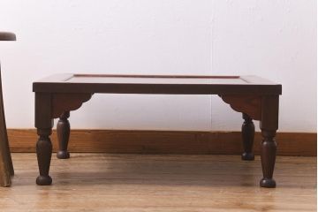 アンティーク家具　大正昭和初期　総ケヤキ材・天板玉杢一枚板　和洋折衷どちらの空間にも馴染む座卓(ローテーブル)(R-040616)