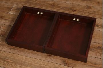 ヴィンテージ家具　カリン材(花梨材)　天板極厚　貫禄のある重厚な佇まいの関西火鉢(ローテーブル、長火鉢、座卓、リビングテーブル、囲炉裏、ビンテージ)(R-040617)