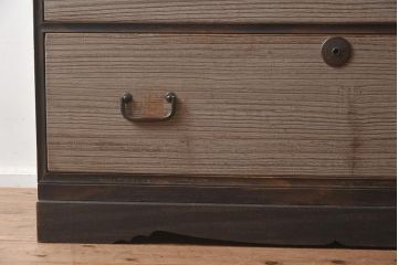 【簡易リペア限定品】アンティーク建具　和製アンティーク　昭和中期　総桐材　黒檀材　古い木肌が味わい深い上手物の3段重ね箪笥(衣装箪笥、引き出し、桐箪笥、桐たんす、和タンス、収納箪笥)(R-040622)