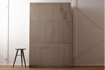 【簡易リペア限定品】アンティーク建具　和製アンティーク　昭和中期　総桐材　黒檀材　古い木肌が味わい深い上手物の3段重ね箪笥(衣装箪笥、引き出し、桐箪笥、桐たんす、和タンス、収納箪笥)(R-040622)