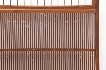 アンティーク建具 和製アンティーク　大正昭和初期　変わり手　中央が障子の珍しい格子戸2枚セット(引き戸、帯格子戸)(R-040627)
