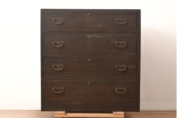 アンティーク家具　栓材　シックな色合いの組み立てタンス・下段左(チェスト)(R-040634)