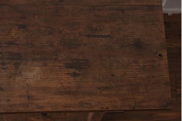 アンティーク家具　昭和初期　レトロな佇まいのシンプルな平机(デスク、ワークデスク、作業台)(R-040636)