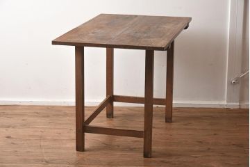 アンティーク家具　昭和初期　レトロな佇まいのシンプルな平机(デスク、ワークデスク、作業台)(R-040636)