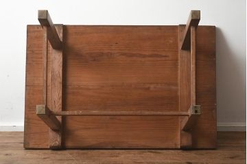 アンティーク家具　昭和初期　レトロな佇まいのシンプルな平机(デスク、ワークデスク、作業台)(R-040636)