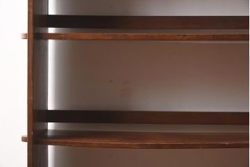 アンティーク家具　和製アンティーク　大正昭和初期　栓材　くっきりとした木目が目を引く楔(くさび)式本棚(ブックシェルフ、オープンラック、収納棚、飾り棚)(R-040640)