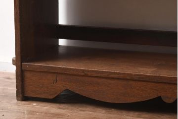 アンティーク家具　和製アンティーク　大正昭和初期　栓材　くっきりとした木目が目を引く楔(くさび)式本棚(ブックシェルフ、オープンラック、収納棚、飾り棚)(R-040640)