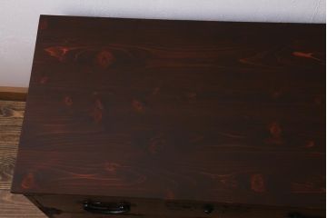 アンティーク家具　和製アンティーク　リメイク　漆塗り　味わい深い佇まいがおしゃれな脚付き箪笥ローボード(時代箪笥、テレビ台、チェスト)(R-040648)