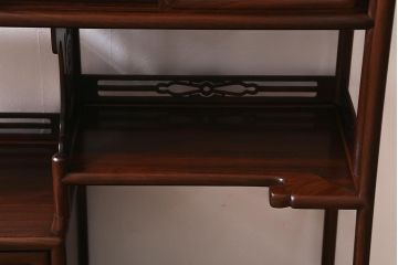 ビンテージ家具　国産　指物家具　森留八作　紫檀(シタン)の風合いが上品な雰囲気醸し出す飾り棚(茶棚、違い棚)(定価約60万円)(R-040649)