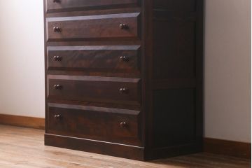 中古　松本民芸家具　D型整理タンスI　シンプルながら上品な雰囲気漂うチェスト(衣装タンス、引き出し)(定価約30万円)(R-040650)