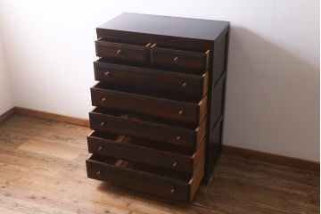 中古　松本民芸家具　D型整理タンスI　シンプルながら上品な雰囲気漂うチェスト(衣装タンス、引き出し)(定価約30万円)(R-040650)