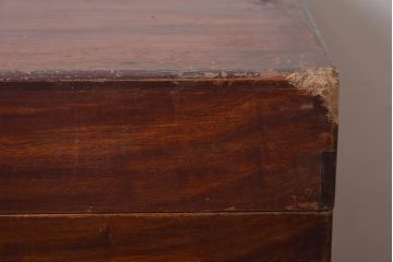 アンティーク雑貨　和製アンティーク　昭和初期　楠木材　特徴的な木目が魅力の木箱(小物収納、収納箱)(R-040654)