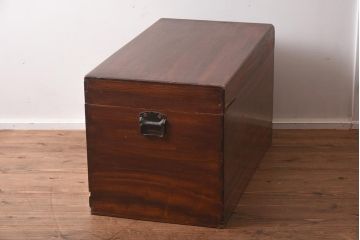 アンティーク雑貨　和製アンティーク　昭和初期　楠木材　特徴的な木目が魅力の木箱(小物収納、収納箱)(R-040654)