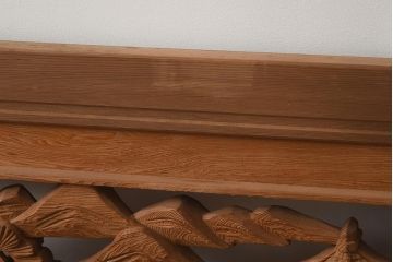 ビンテージ家具　昭和中期　近江八景　情緒溢れる彫刻欄間(明り取り、明かり取り、ガラス無し)(R-040657)