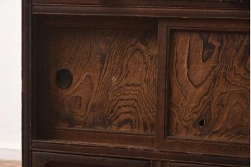 アンティーク家具　和製アンティーク　明治大正期　くっきりとした木目が目を引く戸棚(収納棚、引き出し、キャビネット)(R-040667)