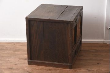 アンティーク家具　和製アンティーク　明治大正期　くっきりとした木目が目を引く戸棚(収納棚、引き出し、キャビネット)(R-040667)