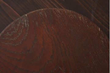 アンティーク雑貨　上手物　総ケヤキ材　彫刻が目を引く丸型の花台(飾り台、盆栽卓)(R-040675)
