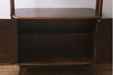 ヴィンテージ家具　イギリスビンテージ　ERCOL(アーコール)　落ち着いた木色のルームディバイダー(飾り棚、ラック)(R-040682)